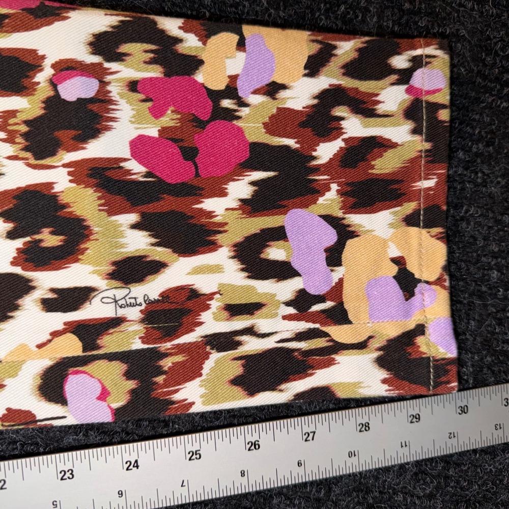NWT Roberto Cavalli Ikat Leopard Floral Print Jeans IT 48 / US 12 COA  Italy - Picture 9 of 16